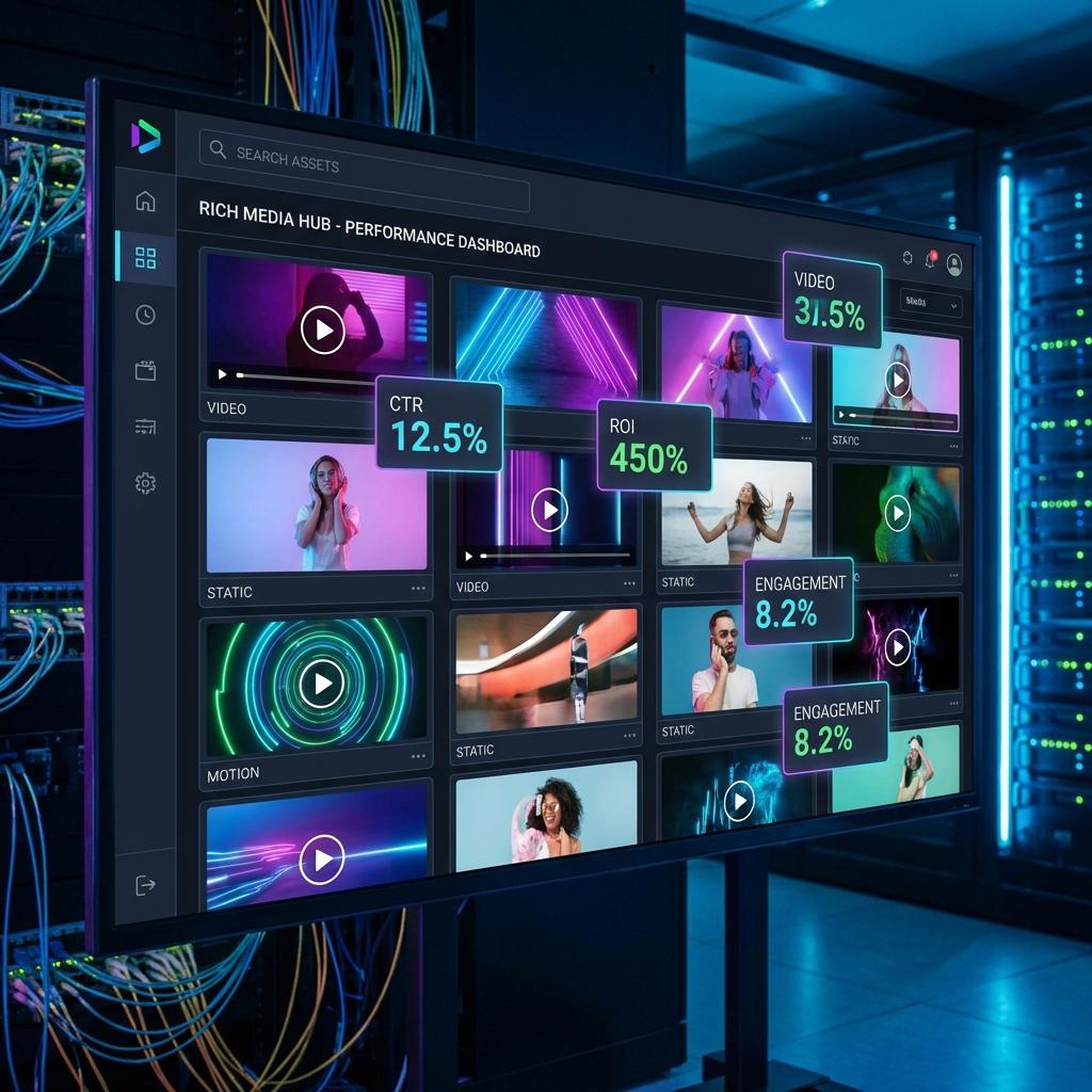 Rich Media Hub Dashboard showing performance metrics